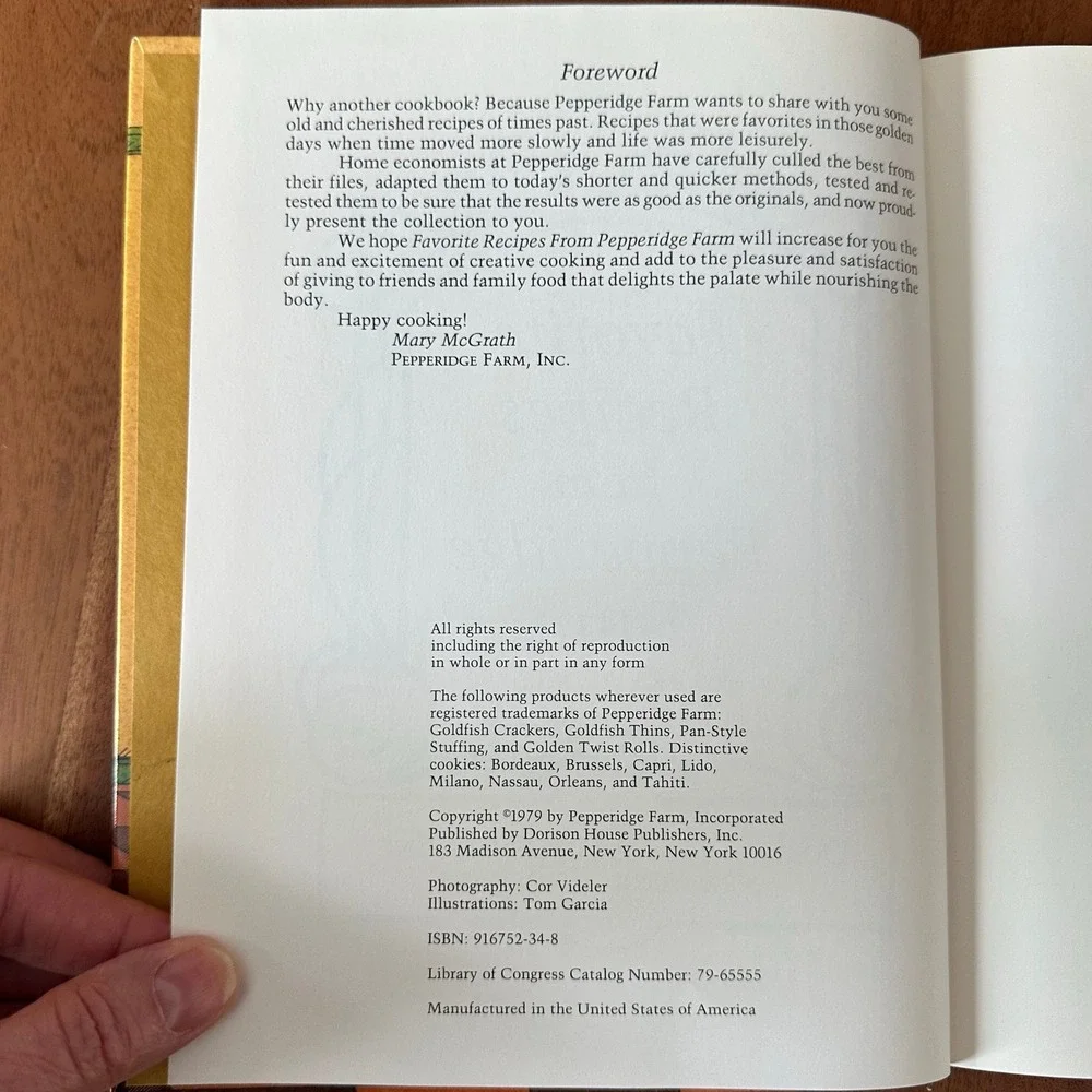 Favorite Recipes From‎ Pepperidge Farm 1979 Vintage Hardcover Cookbook 70s